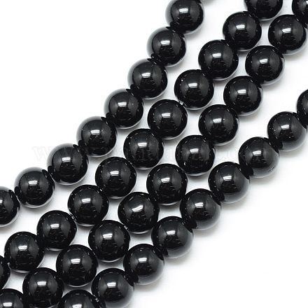 Synthetic Black Stone Bead Strands&nbsp;G-R345-10mm-35-1-1