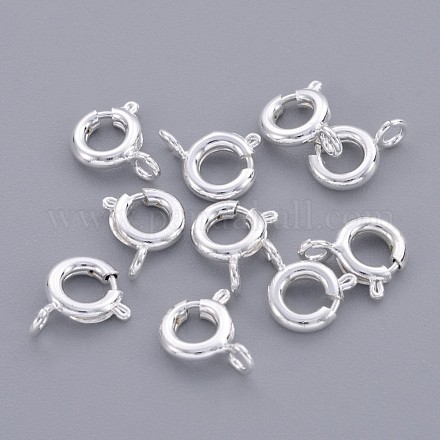 真鍮のスプリングリングの留め金  アクセサリーのコンポーネント  銀  6mm  穴：1.5mm&nbsp;EC095-S-1