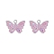 Alloy Rhinestone Pendants, Enamel Style, Butterfly, Pink, 18mm