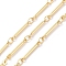 Brass Bar Link Chains, Soldered, with Spool, Cadmium Free & Nickel Free & Lead Free, Real 18K Gold Plated, 14x2x1mm, 3.5x2.5x0.4mm