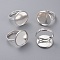 Brass Pad Ring Findings, Adjustable, Round, Silver, Size: Ring: about 17mm inner diameter, Tray: about 18mm in diameter, 16mm inner diameter