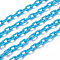 ABS Plastic Cable Chains, Oval, Deep Sky Blue, 13.5~14x8x2mm, 14.9 inch~15.35 inch(38~39cm)/strand