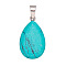 Synthetic Turquoise Pendants, Alloy Snap on Bails, Teardrop, 20mm