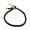 Cotton Cord Bracelets, with Brass Finding, Golden, Coconut Brown, 8-1/2 inch(21.5cm)~9 inch(23cm)