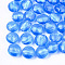 Handmade Silver Foil Lampwork Glass Beads, Flat Round, Deep Sky Blue, 12~13.5x11.5~13.5x7.5~8.5mm, Hole: 1~2mm
