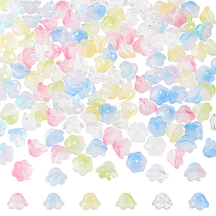 6 Colors Handmade Lampwork Beads, Flower, Mixed Color, 7x12x11mm, Hole: 1.2mm, 1set/color