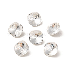 K9 Glass Rhinestone Cabochons, Pointed Back & Back Plated, Faceted, Square, Crystal, 10x10x6mm