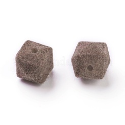 フロッキーアクリルビーズ  多面カット  キューブ  キャメル  12~13mm  穴：2mm&nbsp;OACR-I001-C02