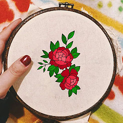 4インチのスティックとステッチの刺繍模様11.6x8.2枚。  不織布水溶性刺繍安定剤  花  297x210 MMM&nbsp;DIY-WH0455-052