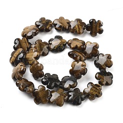 天然石タイガーアイビーズ連売り  花  16x16x6mm  穴：1.4mm  約25個/連  14.57~14.96インチ（37~38cm）&nbsp;G-F769-H01-01