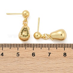 フルーツをテーマにした真鍮製のダングルスタッドピアス  ラックめっき  長持ちメッキ  鉛フリー＆カドミウムフリー  18KGP本金メッキ  21~24x6~12mm&nbsp;EJEW-Z115-04G
