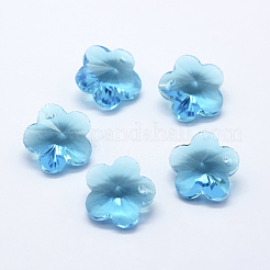 クリアガラスペンダント  多面カット  花のチャーム  ミックスカラー  13x13.5x8mm  穴：1.5mm&nbsp;X-GLAA-P037-03-M