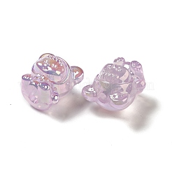 UVメッキレインボー虹色アクリルビーズ  クマの服を着た女の赤ちゃん  スミレ  17.5x16.5x14mm  穴：3.5mm&nbsp;LS-PACR-M002-01D