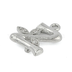 Brass Crystal Rhinestone Letter Links Connector Charms&nbsp;KK-S395-06P-Z