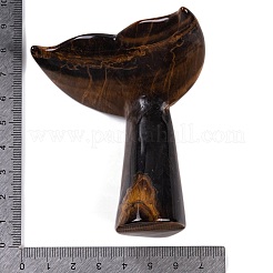 天然のタイガーアイのクジラの魚の尾の置物、自宅やオフィス、デスクトップの風水の装飾用の彫像  75~76x65~72x33~34mm&nbsp;G-Q172-11C