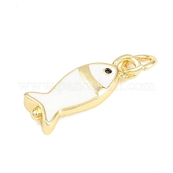 真鍮製エナメルペンダント  魚のチャーム  長持ちメッキ  ラックめっき  鉛フリー＆カドミウムフリー  18KGP本金メッキ  ホワイト  17x6.5x3.5mm  穴：3.5mm&nbsp;LS-KK-F938-20G-01