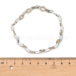 女性用真鍮マイクロパヴェクリアキュービックジルコニアリンクチェーンブレスレット  フラットラウンド  本物の金メッキと本物のプラチナメッキ  7-3/4インチ（19.8cm）&nbsp;BJEW-B145-02