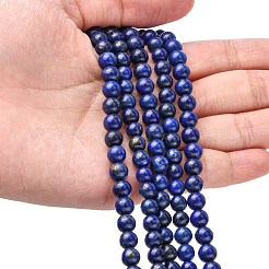 天然石ラピスラズリビーズ連売り  ラウンド  藤紫色  6mm  穴：1mm  約58~61個/連  15インチ&nbsp;G-G099-6mm-7