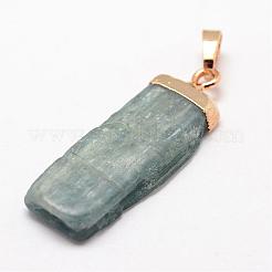 天然藍晶石/シアン石/ジステンペンダント  真鍮の金めっきパーツ  ナゲット  41~62x10.5~14x5~9.5mm  穴：5x8mm&nbsp;G-F463-02G
