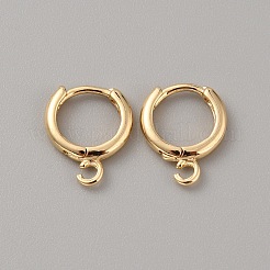 真鍮製フープピアスパーツ  リング  水平ループ付き  ライトゴールド  14.5x12x2mm  穴：1.6mm  ピン：1mm&nbsp;FIND-WH0110-802B-LG