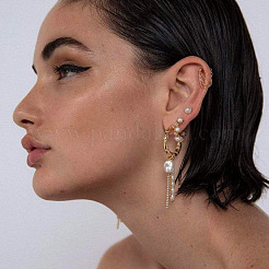 Alloy Rhinestone Rice Tassel Stud Earrings&nbsp;FS-WG9547A-01