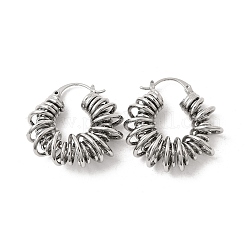 女性のための真鍮のフープピアス  スパイラル  プラチナ  29x11mm&nbsp;EJEW-K334-01P