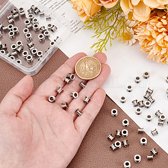 303ステンレススチールビーズ100個  コラム  ステンレス鋼色  6x5mm  穴：3.5mm&nbsp;STAS-UN0055-42