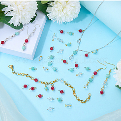 16Pcs 4 Styles Lab Grown Red Corundum Charms with July Birthstone Connector Charms&nbsp;PALLOY-SW00124