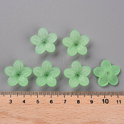 つや消しアクリルビーズキャップ  5花びら  花  薄緑  19.5x20x5.5mm  穴：1.6mm  約740個/500g&nbsp;MACR-S371-08A-733