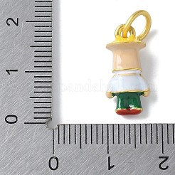 真鍮製エナメルペンダント  ゴールデントーン 3D 漫画チャーム  丸カン付き  農家  17x8.5x7mm  穴：5mm&nbsp;KK-D350-01A