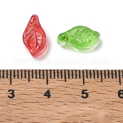 ベーキングペイント透明ガラスビーズ  葉  ミックスカラー  12x6.5x5.5mm  穴：1mm&nbsp;GL-CBA7B2B-05
