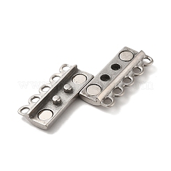 Non-Tarnish 304 Stainless Steel Multi-Strand Magnetic Slide Clasps&nbsp;STAS-P325-04P