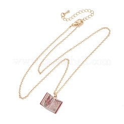 Brass Enamel Book Pendant Necklaces for Women&nbsp;LS-KK-CBAF5B9-01G-08