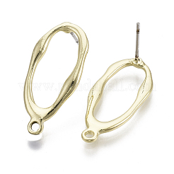 合金製スタッドピアスパーツ  ループとスチールピン付き  ティアドロップ  ライトゴールド  26x12mm  穴：1.8mm  ピン：0.7mm&nbsp;PALLOY-N150-48