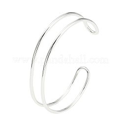 Rack Plating Brass Double Lines Cuff Bangles for Women&nbsp;BJEW-M304-01S