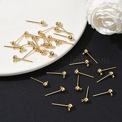 Shegrace 真鍮製ラウンドボールスタッドピアス金具  カドミウムフリー＆ニッケルフリー＆鉛フリー  長持ちメッキ  18KGP本金メッキ  16x4mm  穴：1.2mm  ピン：0.9mm&nbsp;XGR0051G-39G