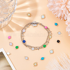 10Pcs 5 Colors Brass Pave Cubic Zirconia Connector Charms&nbsp;KK-DC0002-65