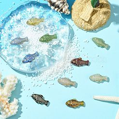 10個10色手作りランプワークビーズ  魚  ゴールドライン入り  ミックスカラー  12x24.5x5.5mm  穴：1.2mm  1pc /カラー&nbsp;LAMP-CJ0002-66