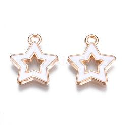 合金エナメルチャーム  スター  ライトゴールド  ホワイト  16x14x2mm  穴：1.6mm&nbsp;X-ENAM-S121-027