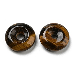 天然石タイガーアイペンダント  ドーナツ/円盤チャーム  24.5~25x6.5~7mm  穴：5~6mm&nbsp;G-C066-05B