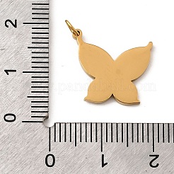 304ステンレスペンダント  丸カン付き  イオンプレーティング（ip）  18KGP本金メッキ  蝶  14.5x16x1mm  穴：2.5mm&nbsp;STAS-B093-17G-04
