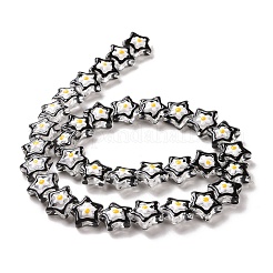 透明ガラスビーズ連売り  手描きのビーズ  エナメル  スター  ブラック  12.5~13x12~12.5x6.5~7mm  穴：1.2mm  約33個/連  14.61''（37.1センチメートル）&nbsp;LAMP-K037-07C