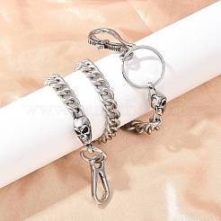 304 Stainless Steel Cuban Link Chain Skull Pants Chains with S-Hooks&nbsp;AJEW-D001-01C-ASP