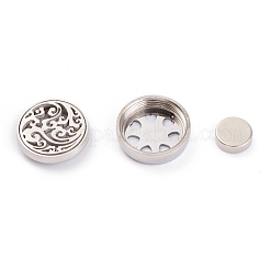 304 Stainless Steel Magnetic Diffuser Locket Aromatherapy Essential Oil Buckle&nbsp;AJEW-M027-12P