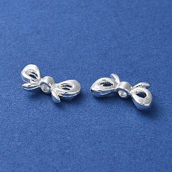 合金ビーズ  長持ちメッキ  蝶結び  銀  6x12x3mm  穴：1.6mm&nbsp;PALLOY-F309-19S