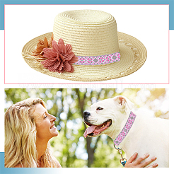 Rhombus Pattern Ethnic Style Embroidery Floral Polyester Ribbons&nbsp;OCOR-WH0070-324C