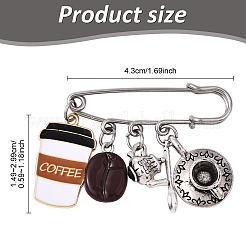 Coffee 304 Stainless Steel Brooch&nbsp;JEWB-YW00002