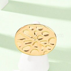 女性用304ステンレススチールカフオープンリング  オーバル  ゴールドカラー  17mm&nbsp;RJEW-C162-01B-G