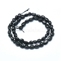 天然石ブラックトルマリンビーズ連売り  タンブルストーン  ナゲット  5~12x6~7mm  穴：0.8mm  約46~57個/連  15.16インチ（38.5cm）&nbsp;G-L550A-03