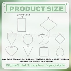20Pcs 10 Styles Alloy Pendants&nbsp;FIND-LP0006-07P